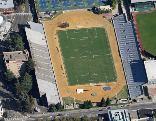 Goldman Field at Edwards Stadium: lush green turf for outdoor sports and community events.