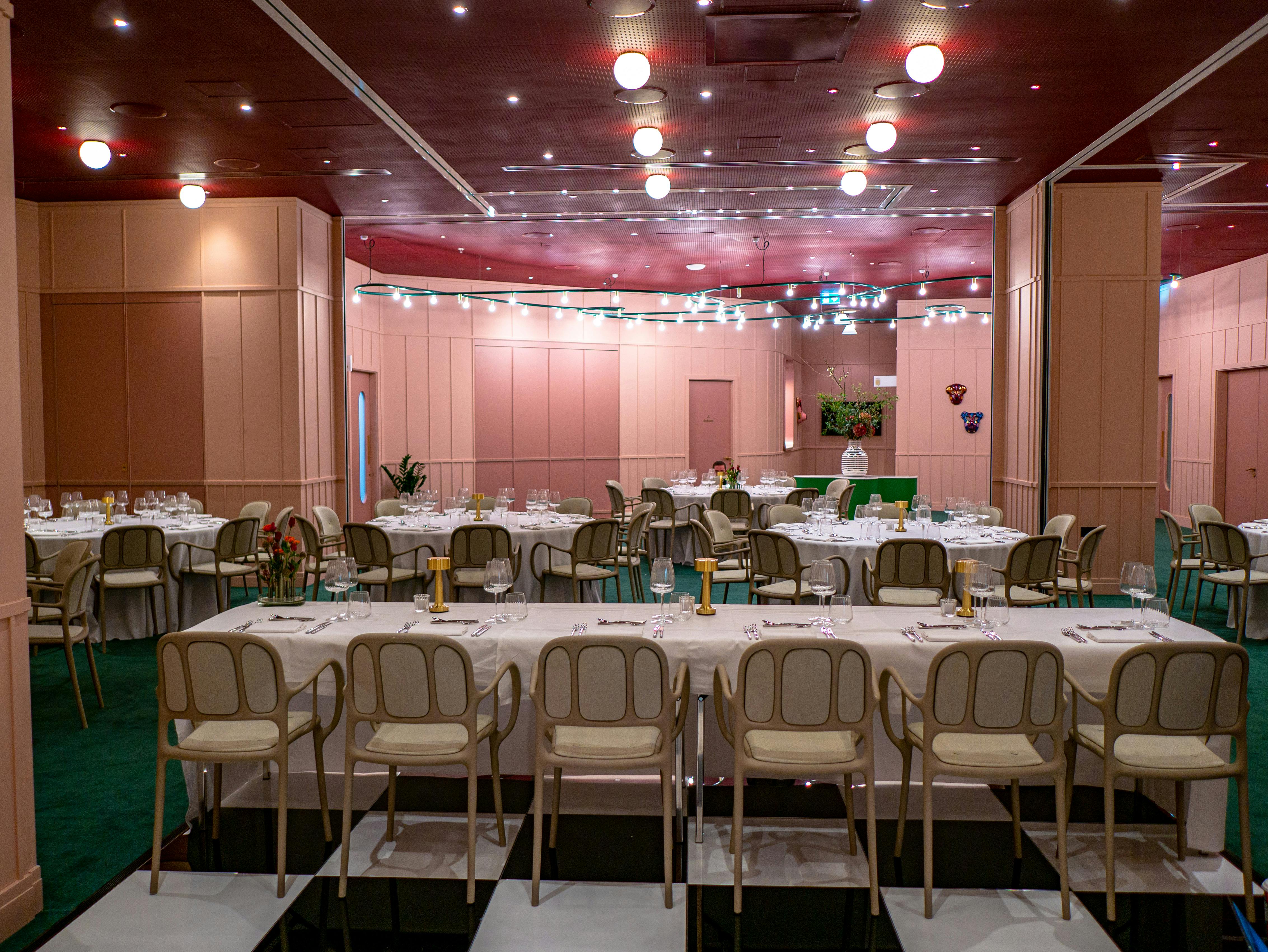 Elegant event space with pastel decor for formal gatherings at art'otel London.