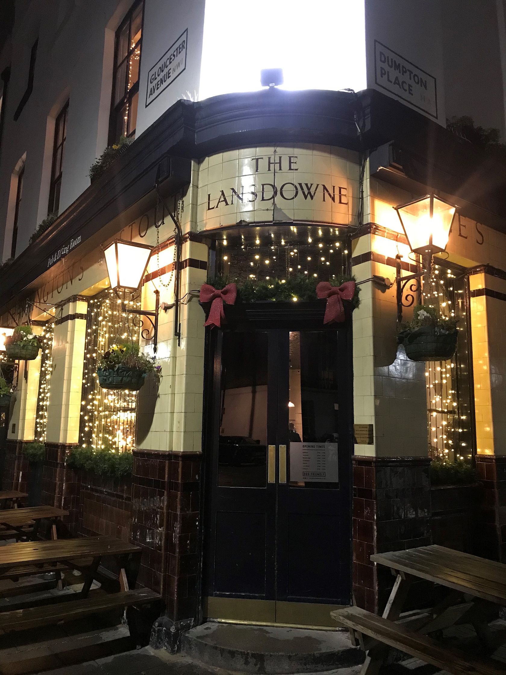The Lanny at Lansdowne Pub, festive venue with string lights for holiday events. - Banner