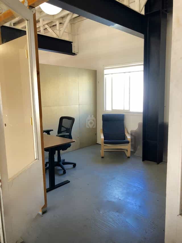 Minimalist meeting space with desk and chairs for brainstorming sessions at Doorhaus.