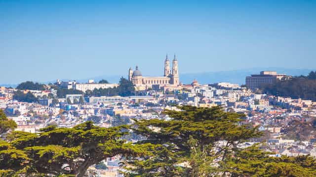 Panoramic view of University of San Francisco campus, ideal for outdoor events and conferences.