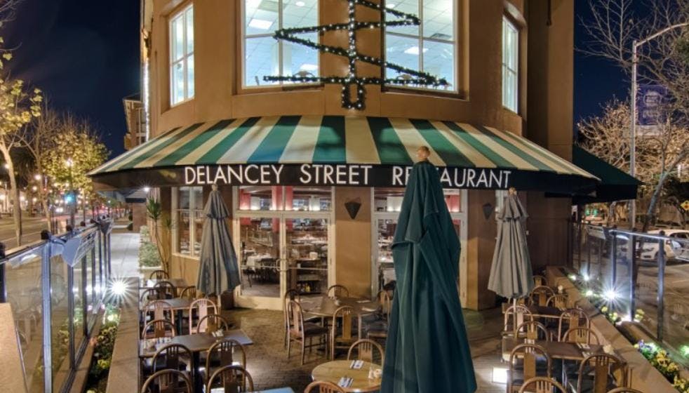 Outdoor patio at Delancey Street Restaurant, perfect for casual meetings and events.