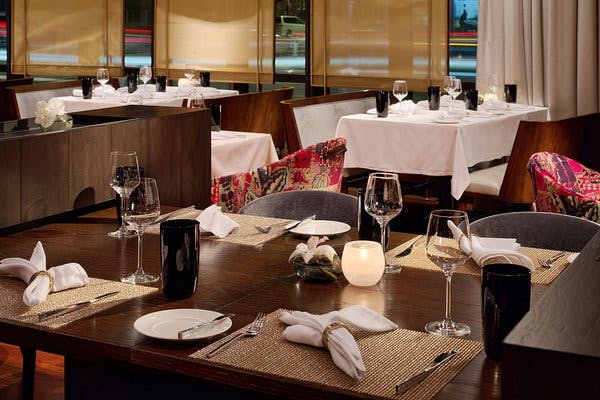 Private dining room at Delancey Street Restaurant, elegant setup for corporate events.