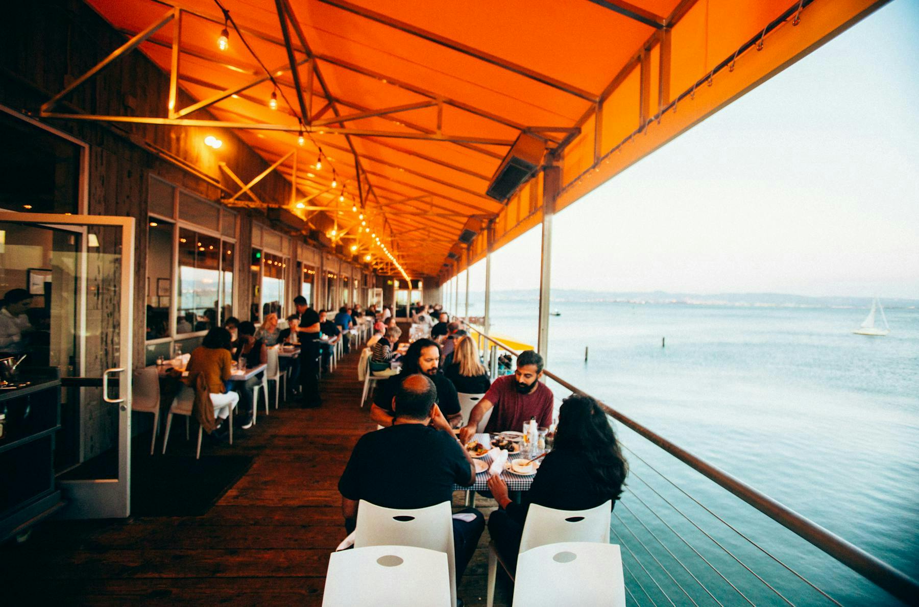 Private dining space at Mission Rock Resort with scenic waterfront view for events.