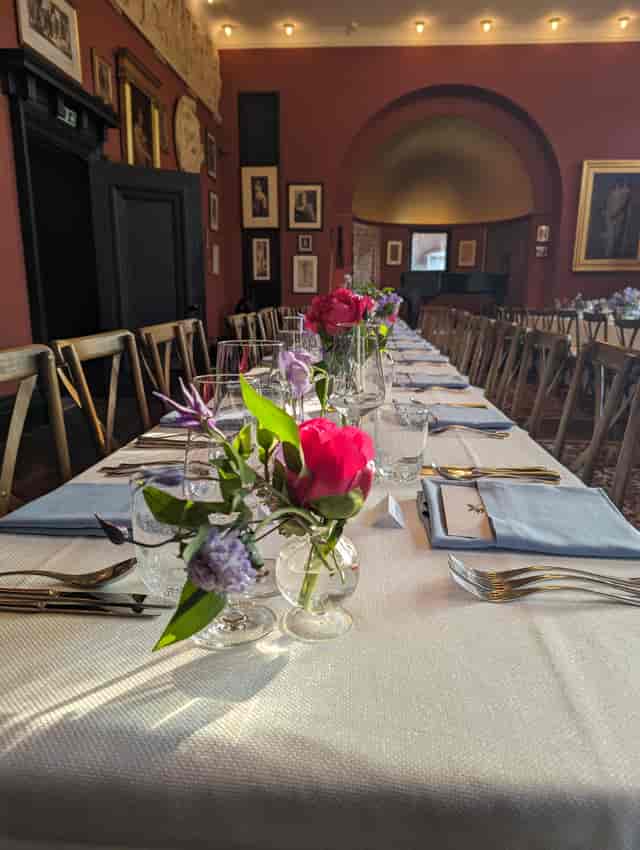 Elegant dining setup for a Christmas party at Leighton House, perfect for intimate events.