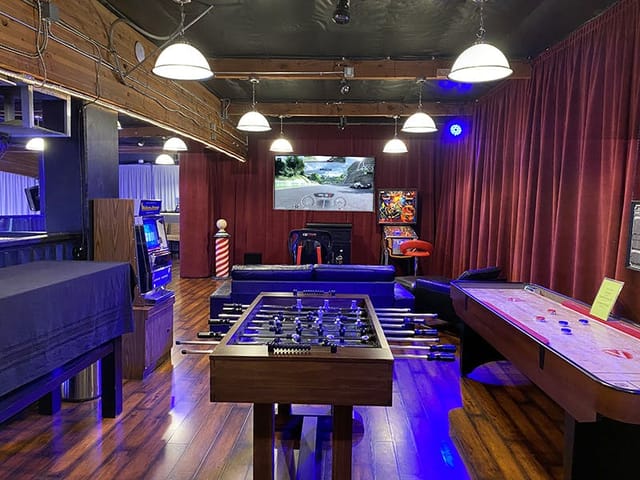 Billiard Room in The Carrus House, vibrant event space for casual gatherings and team-building.
