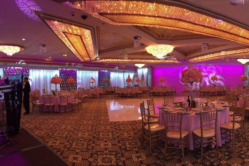Mirage Conference Room with elegant chandeliers, perfect for weddings and corporate events.