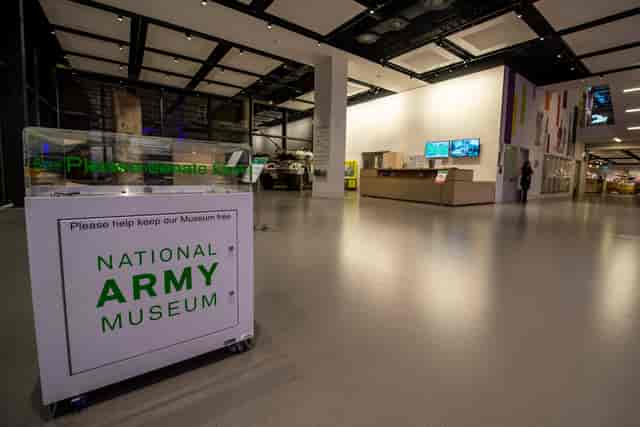 Spacious Foyer at National Army Museum, ideal for events and meetings.