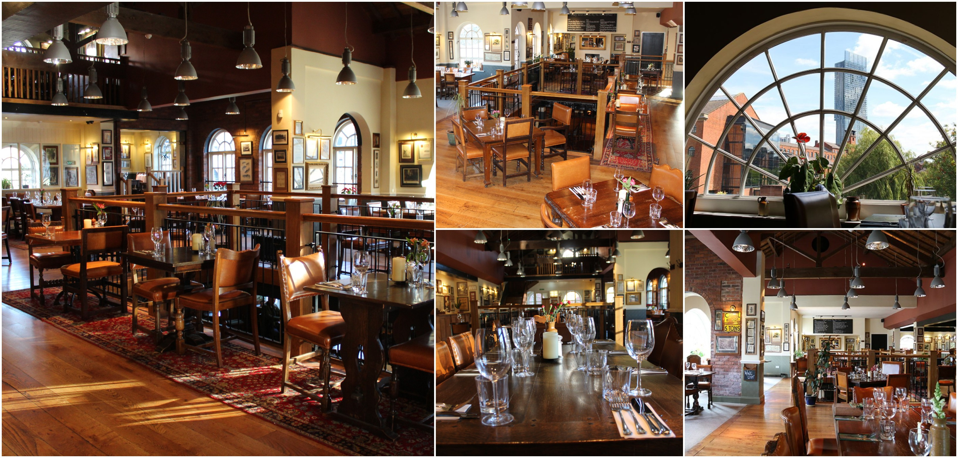 Upstairs Bar at The Wharf: elegant dining space for events with warm wooden decor. - Banner