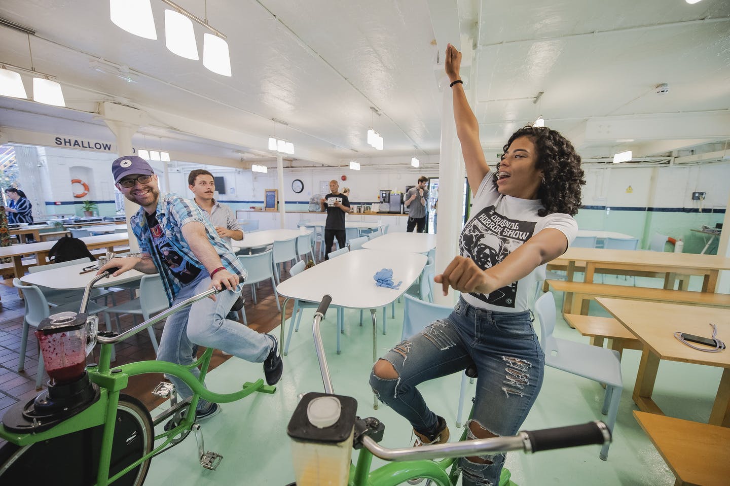 Team-building event at Wallacespace with participants engaging on bikes.