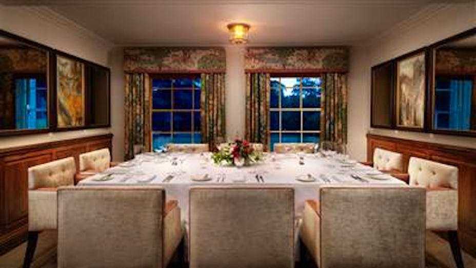 Private dining room in The Manor Leeds with elegant table setup for intimate gatherings.