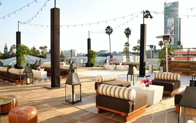 Stylish rooftop event space in Hollywood for upscale gatherings and cocktail parties.