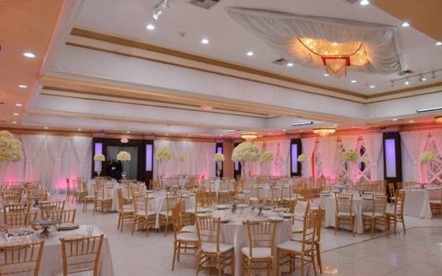 Elegant Sepan Banquet Hall with floral centerpieces for upscale wedding receptions.