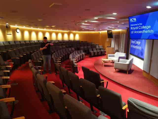 Churchill House tiered lecture theatre for medical symposia and professional presentations.
