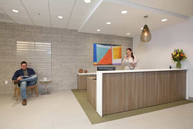 Modern reception area at 303 North Glenoaks Boulevard, ideal for meetings and events.