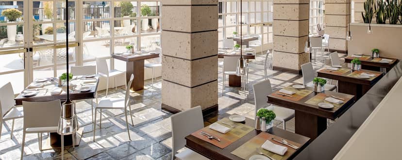 Modern dining space at California's Restaurant, ideal for events and meetings.
