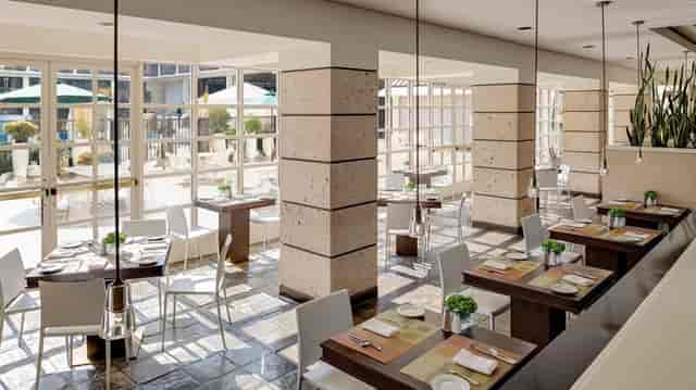 Modern dining space at California's Restaurant, ideal for events and meetings.