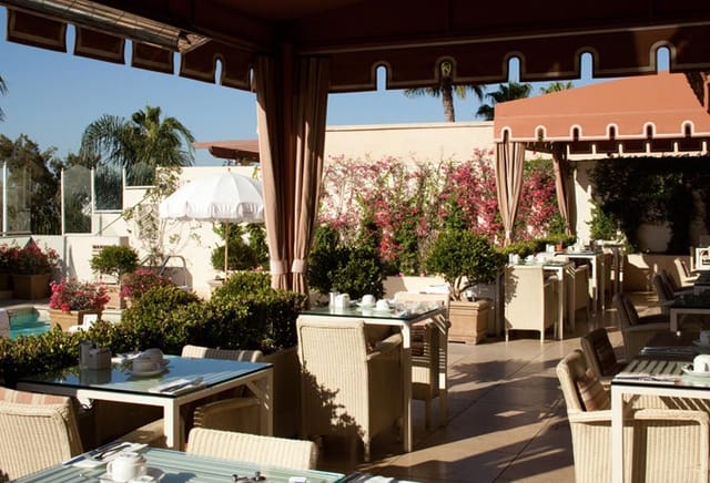 Terrace Dining Room at Sunset Tower Hotel, elegant outdoor venue for upscale events.