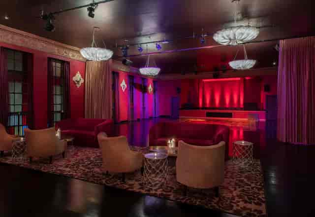 Stylish event space at The Belasco with plush seating and elegant lighting for upscale gatherings.