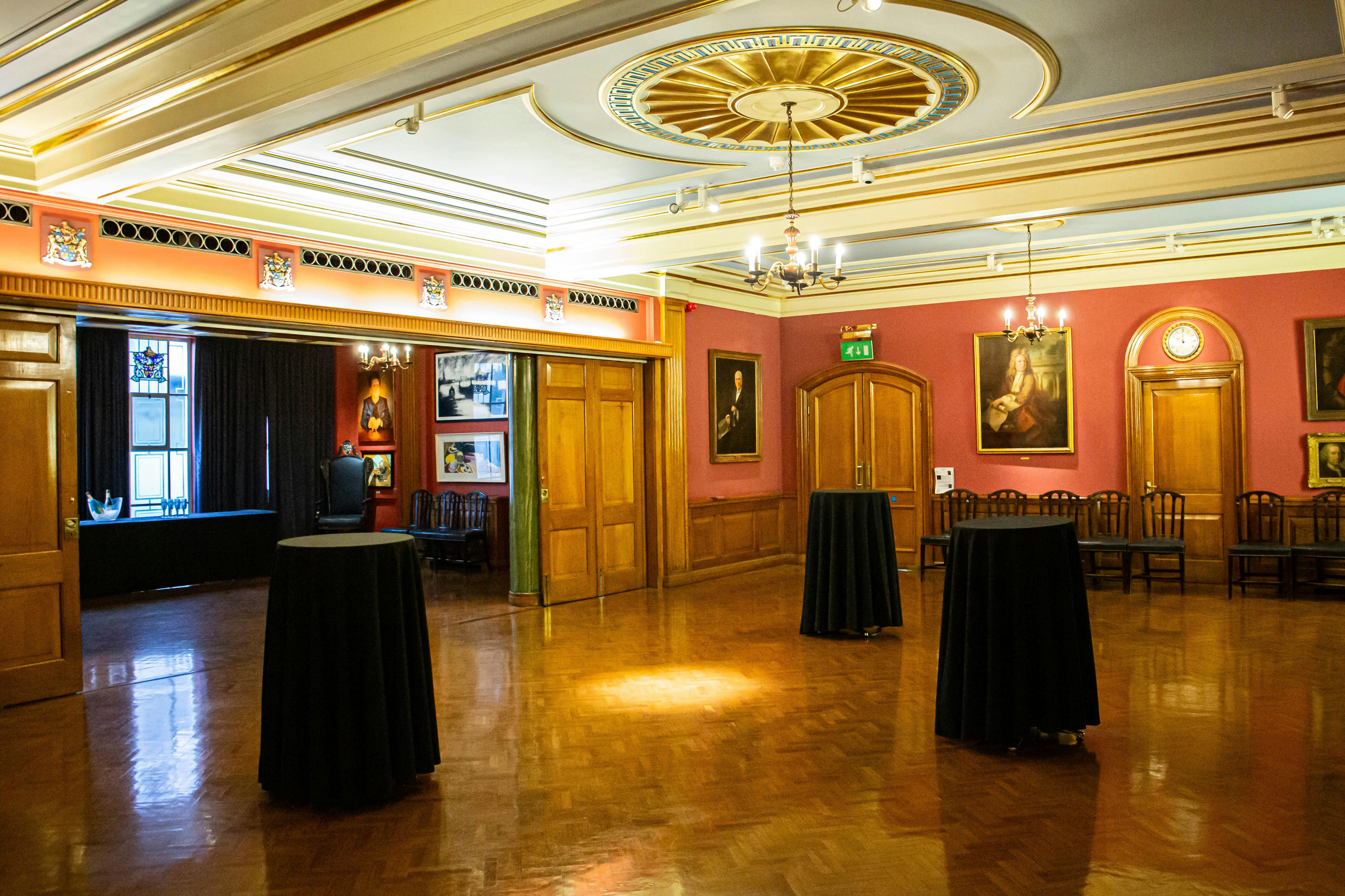 Elegant Reception Room in Painters Hall, ideal for networking events and gatherings.