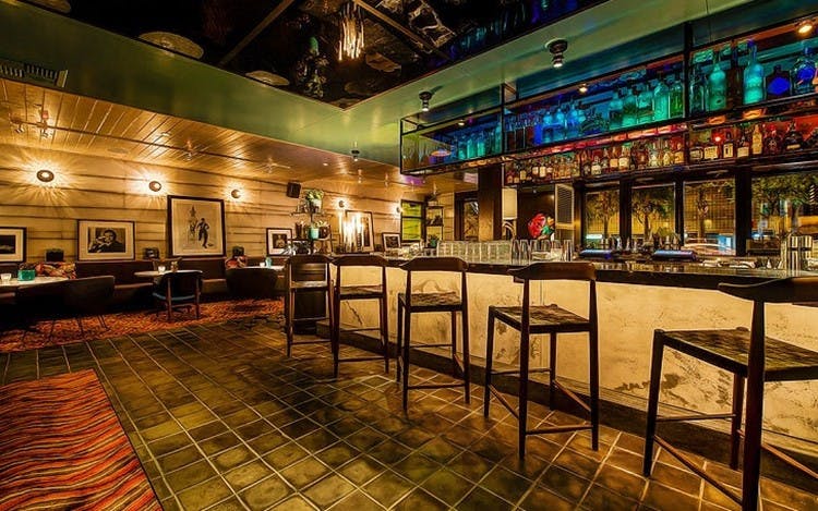 Stylish bar area in Doheny Room, perfect for cocktail receptions and networking events.