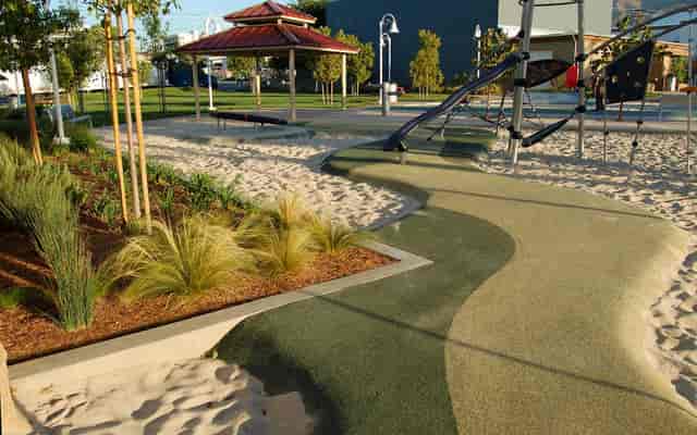 Playground at Robert R. Ovrom Park, ideal for family gatherings and team-building events.
