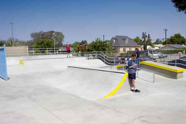 Modern skate park at Chevy Chase Recreation Center, ideal for youth events and competitions.