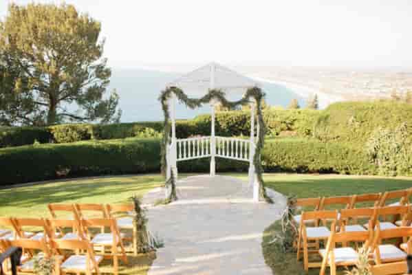 Outdoor wedding venue at La Venta Inn with gazebo and coastal views.