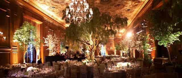 Elegant Main Dining Room at The California Club with grand chandelier for upscale events.