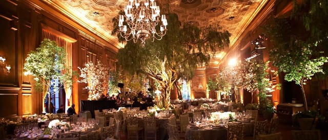 Elegant Main Dining Room at The California Club with grand chandelier for upscale events.