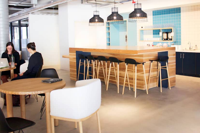 Modern lounge area in CENTRL Office South Bay, ideal for networking and informal meetings.