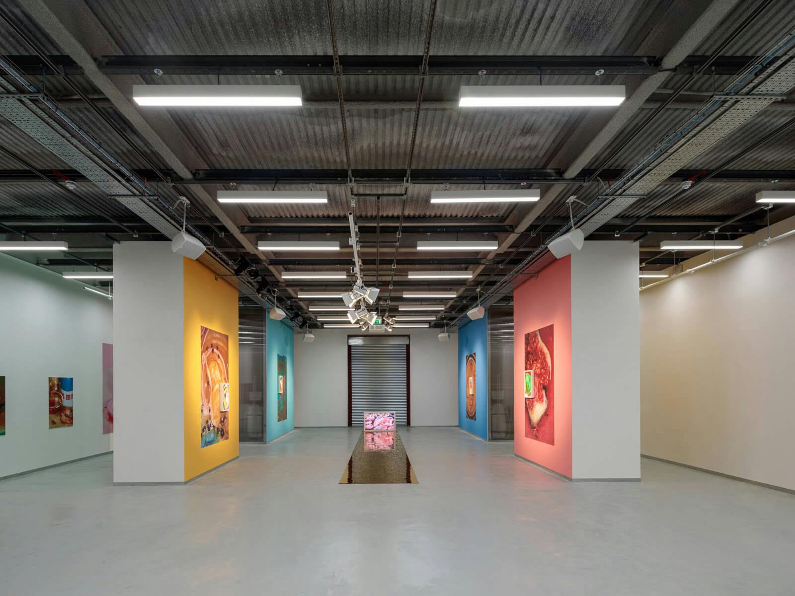 Modern gallery space in White City Warehouse, ideal for art exhibitions and corporate events.