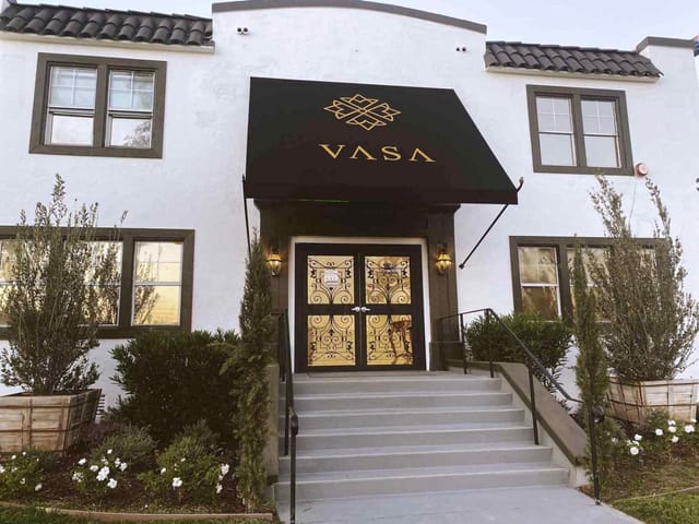Elegant VASA San Diego entrance with stylish awning, perfect for upscale events.