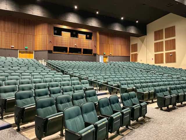 Shiley Theater auditorium with tiered seating, ideal for conferences and presentations.