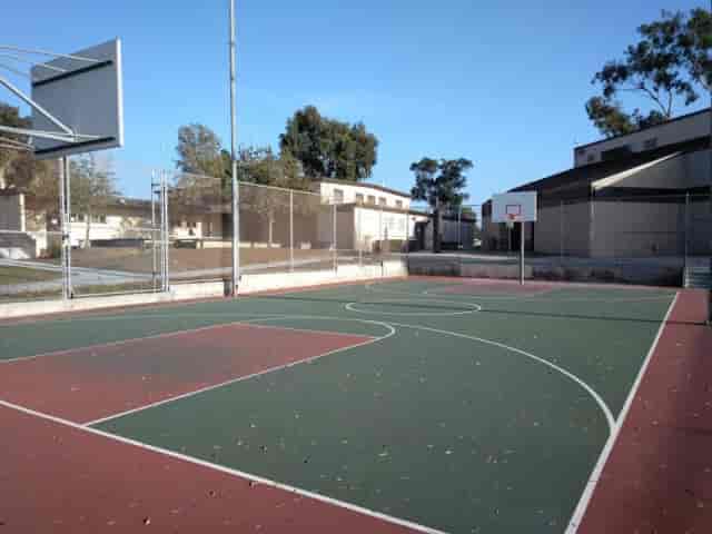 Outdoor basketball court at Linda Vista Recreation Center for sports events and gatherings.