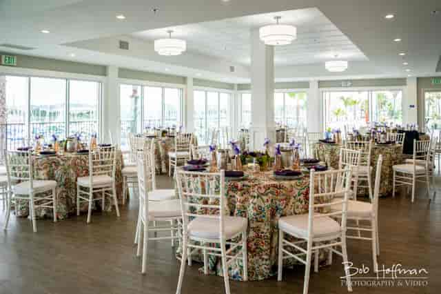 Indoor reception space with elegant floral decor, ideal for weddings and corporate events.