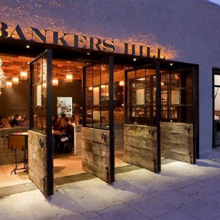 Stylish Bankers Hill Club entrance with rustic charm, perfect for events and gatherings.
