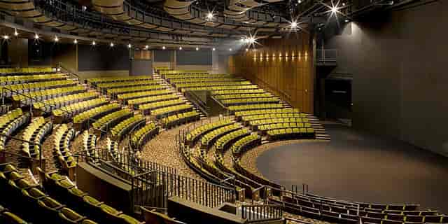 Mark Taper Forum auditorium with tiered seating, ideal for conferences and performances.