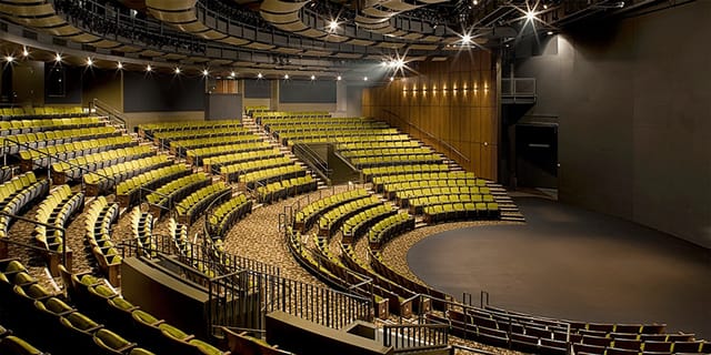 Mark Taper Forum auditorium with tiered seating, ideal for conferences and performances.
