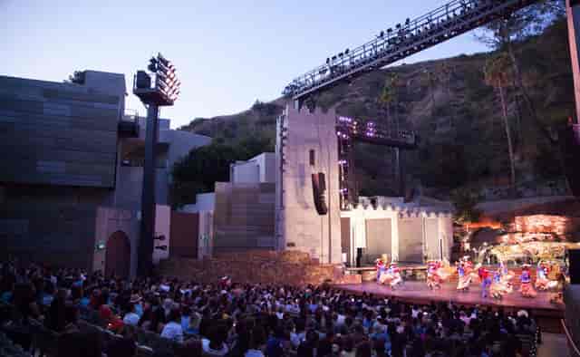 LA Phil concert at The Ford Theatre, vibrant outdoor venue with scenic backdrop.