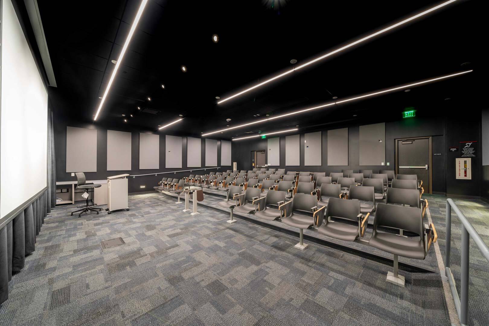 Modern multi-purpose room at Long Beach City College for conferences and workshops.