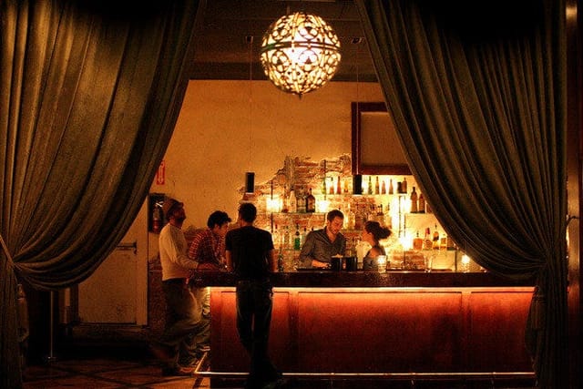 Main Stage at Hotel Cafe: elegant bar setting for networking events and cocktail receptions.