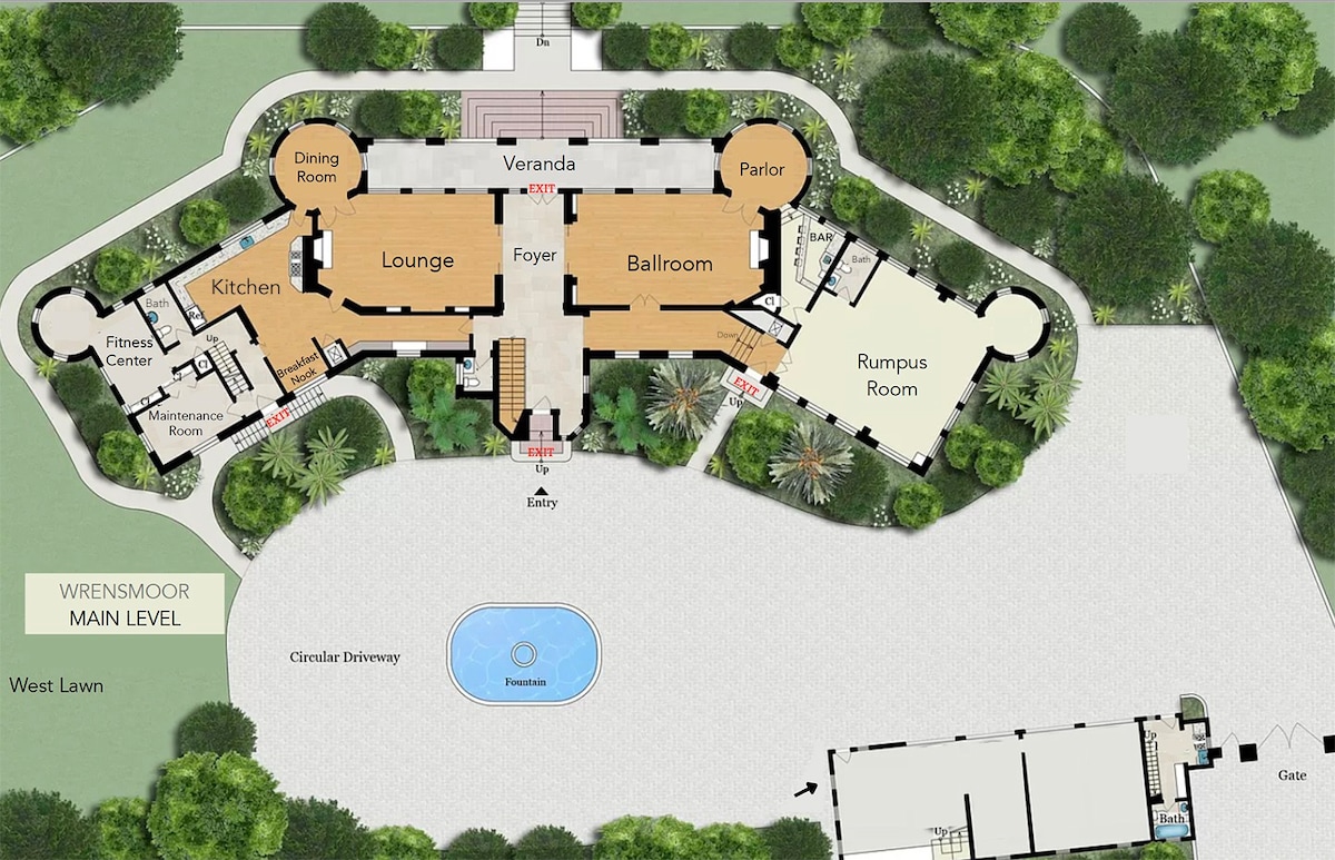 Dance Ballroom floor plan at Wrensmoor Castle for events and meetings.