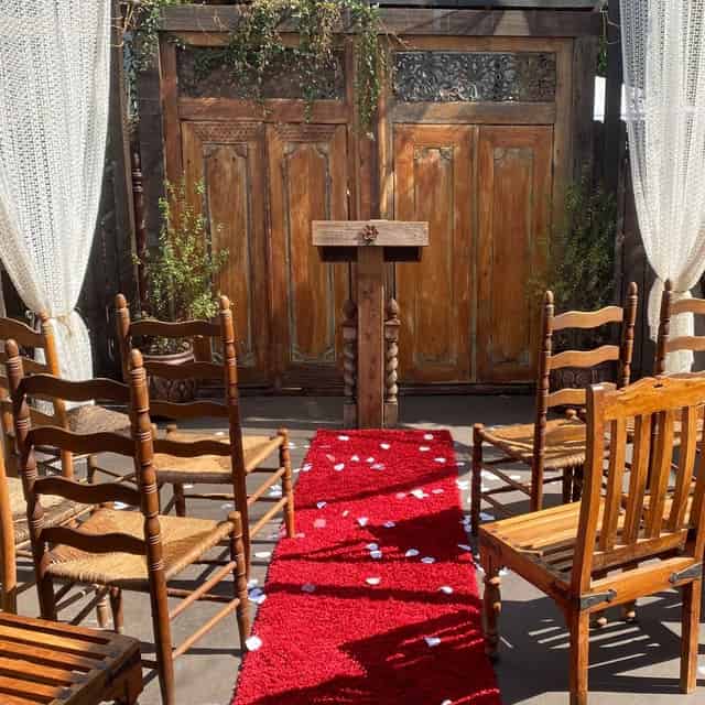 Hitching Post Barn Wedding Backdrop