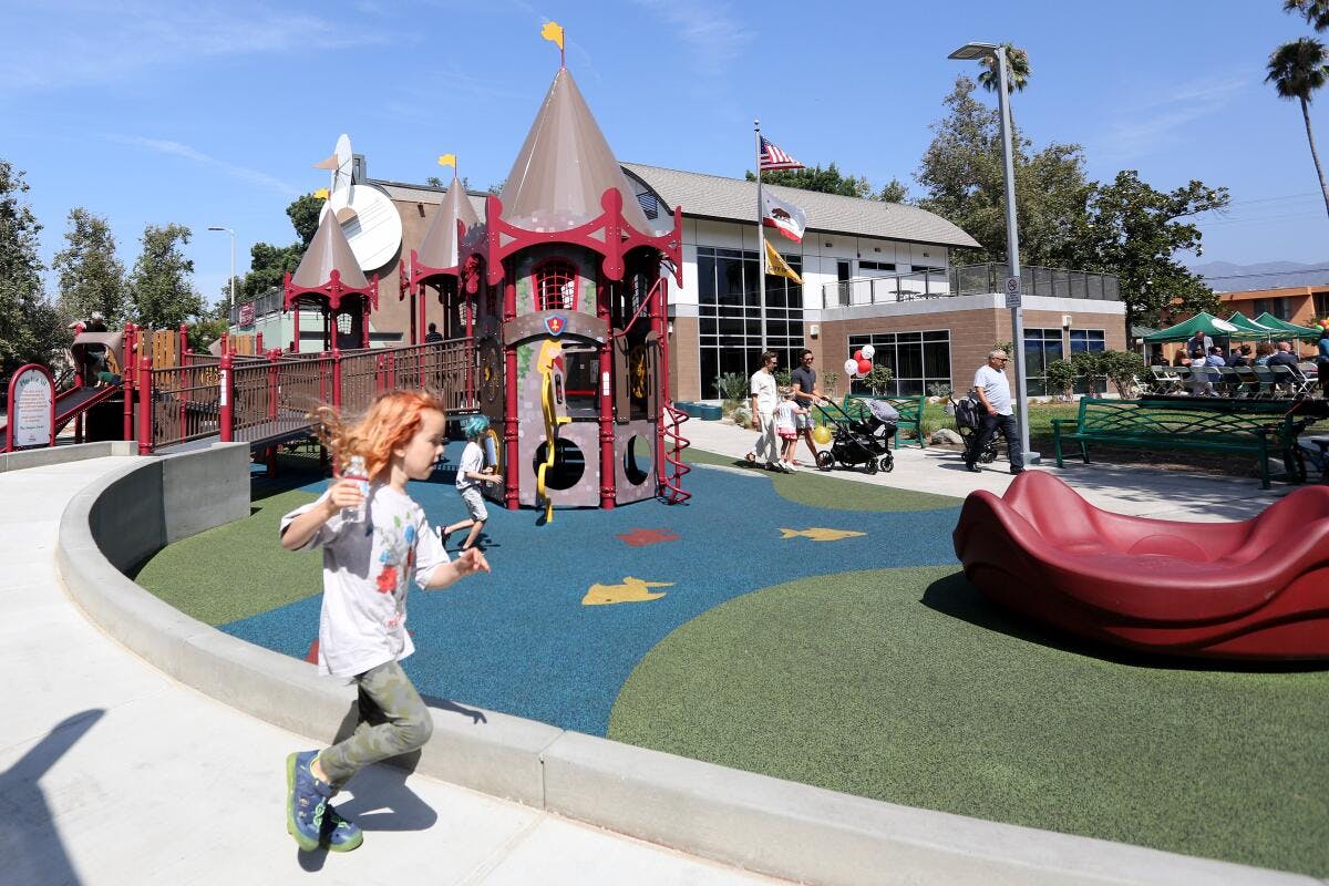 Vibrant outdoor playground in Live Love Play LA, perfect for family-friendly events.