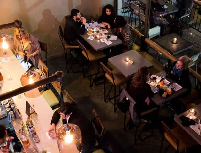 Vibrant dining space at The Oak and Vine for networking events and gatherings.