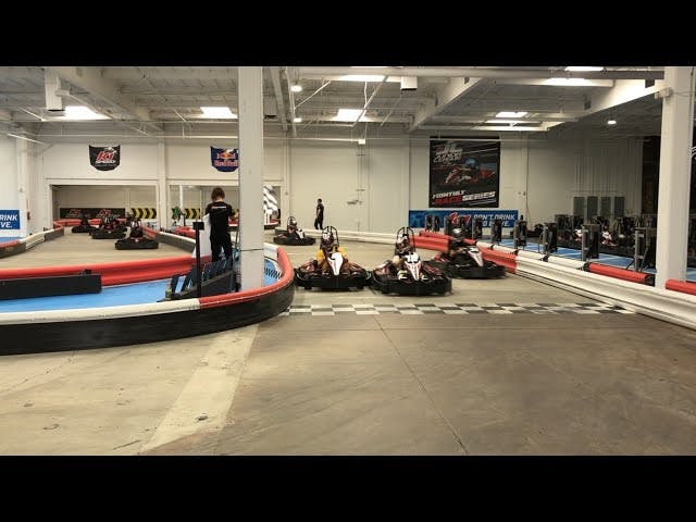 Indoor go-kart racing venue at K1 Speed Burbank, perfect for corporate team-building events.