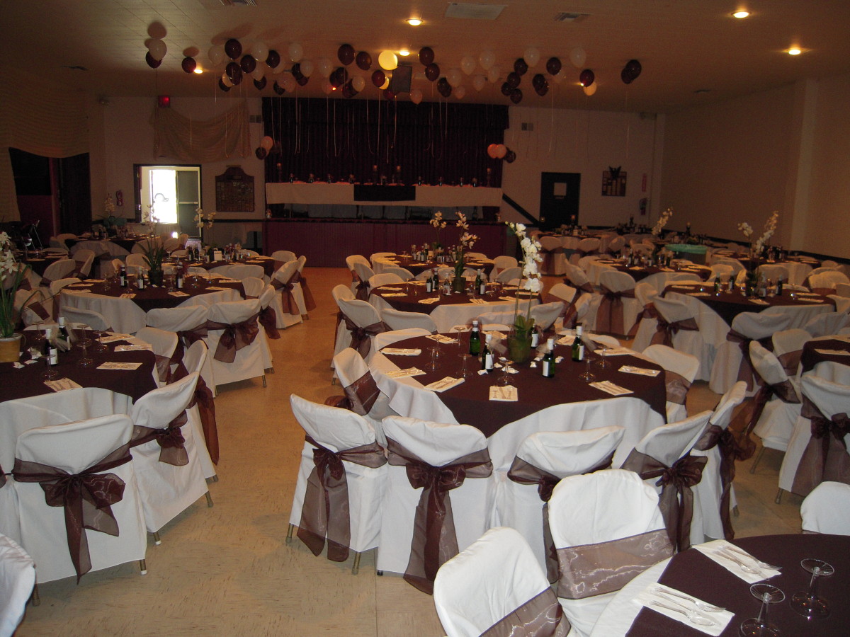 Knights of Columbus Hall set for a formal wedding or corporate event with elegant decor.