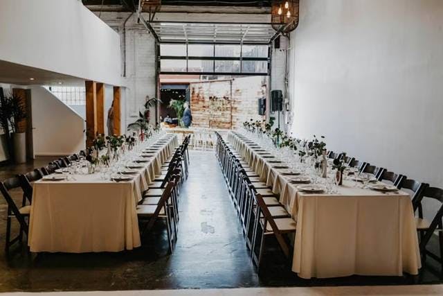 Elegant banquet table at Knights of Columbus Hall for intimate gatherings and corporate events.