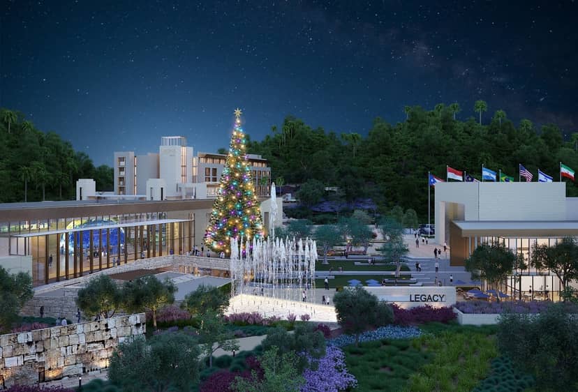 Legacy Conference Center with Christmas tree, ideal for corporate events and holiday celebrations.